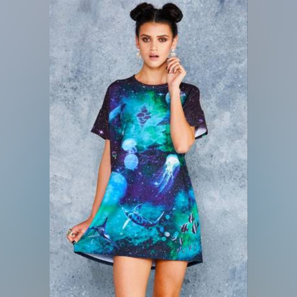 Blackmilk Galactic Ocean Slouched Tee Dress